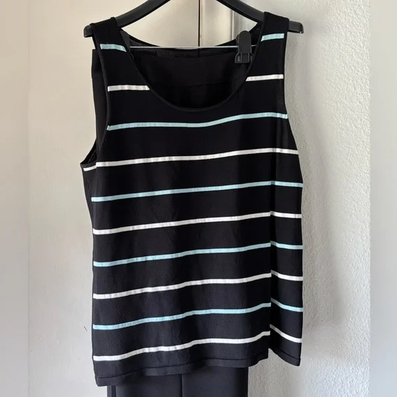 Tahari Blazer with Striped Tank Top and Black Slacks - Picture 5 of 6